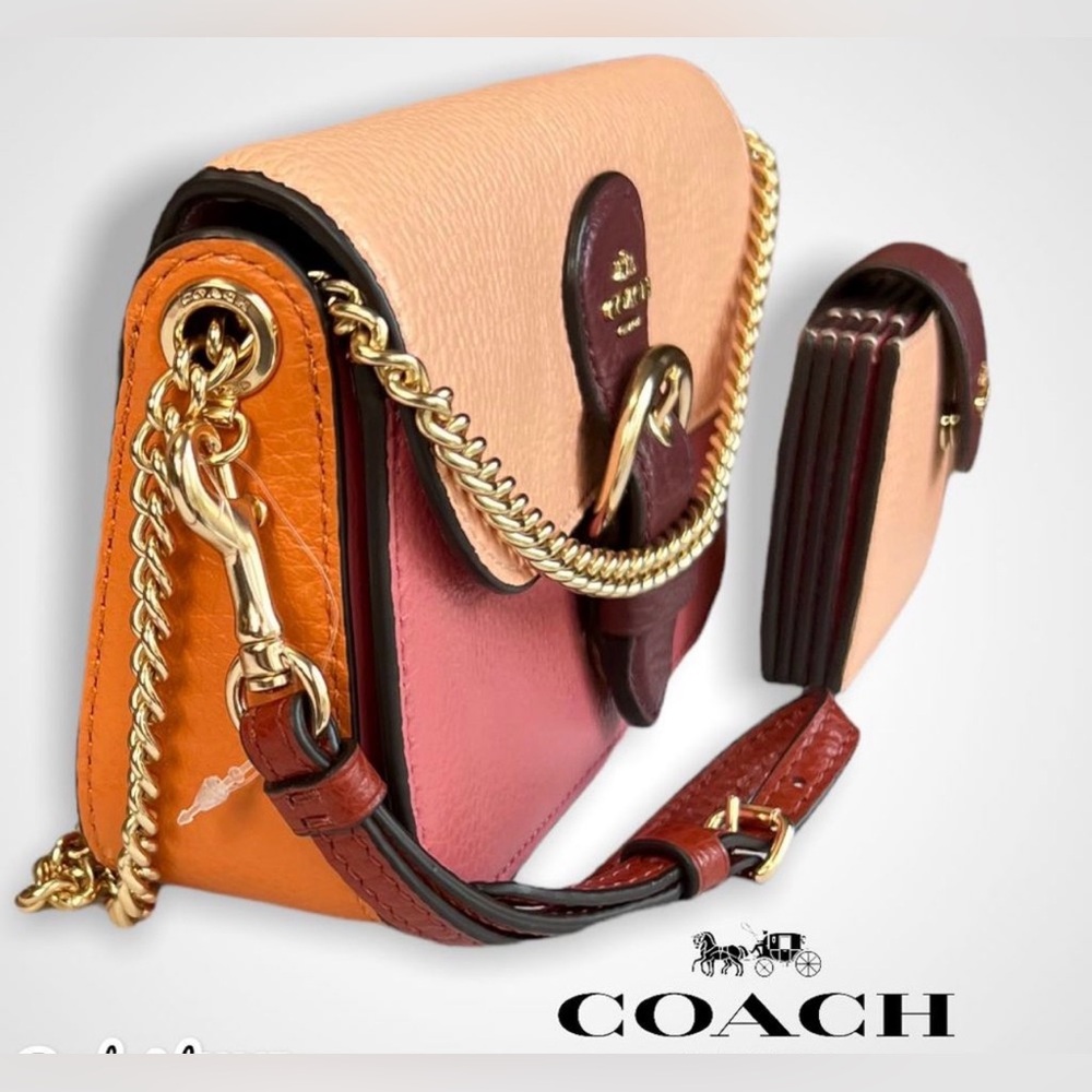 Coach KLEO In Colorblock Leather Shoulder/Crossbody And Matching Wallet Set - Picture 6 of 8